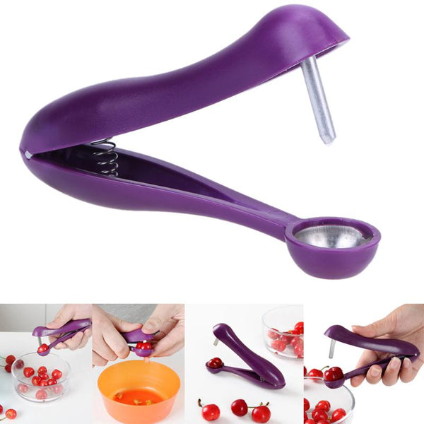1PC Cherries Pitter Plastic Fruits Tools Fast Cherry Seed Removers Stainless Steel